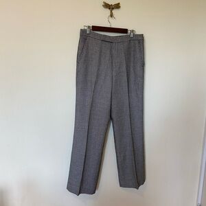 Lauren Ralph Lauren Black Wool Linen Blend  Lined Houndstooth Trousers Size 10